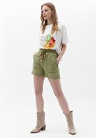 Bayan Yeşil Yüksek Bel Mini Şort ( TENCEL™ )
