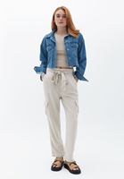 Bayan Bej Ultra Yüksek Bel Straight-Fit Kargo Pantolon ( TENCEL™ )