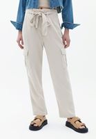 Bayan Bej Ultra Yüksek Bel Straight-Fit Kargo Pantolon ( TENCEL™ )