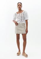 Bayan Krem Pamuklu Örme Bluz