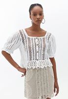 Bayan Krem Pamuklu Örme Bluz