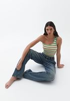 Bayan Çok Renkli Tek Omuzlu Crop Atlet