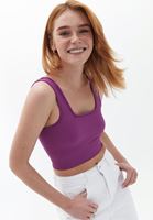 Bayan Lila Dikişsiz Crop Top