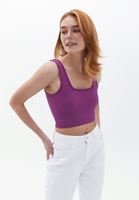 Bayan Lila Dikişsiz Crop Top