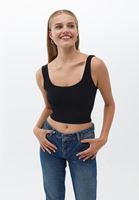 Bayan Siyah Dikişsiz Crop Top