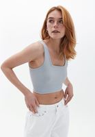 Bayan Gri Dikişsiz Crop Top