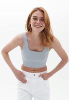 Bayan Gri Dikişsiz Crop Top