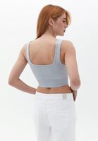 Bayan Gri Dikişsiz Crop Top