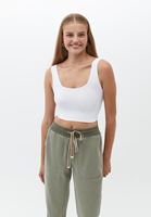 Bayan Beyaz Dikişsiz Crop Top
