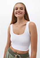 Bayan Beyaz Dikişsiz Crop Top