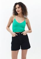 Bayan Yeşil Dikişsiz Crop Top