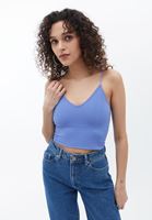 Bayan Lila Dikişsiz Crop Top