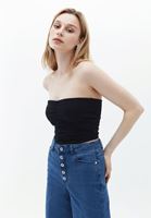 Bayan Siyah Askısız Crop Atlet