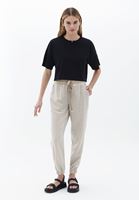 Bayan Siyah Pamuklu Crop Tişört