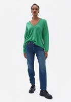 Bayan Yeşil Pamuklu Loose-Fit Kazak