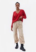 Bayan Kırmızı Pamuklu Loose-Fit Kazak