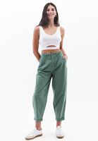 Bayan Yeşil Orta Bel Balon Pantolon