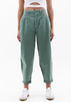 Bayan Yeşil Orta Bel Balon Pantolon