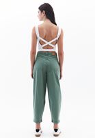 Bayan Yeşil Orta Bel Balon Pantolon