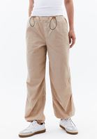 Bayan Bej Orta Bel Jogger Pantolon