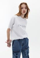 Bayan Beyaz Pamuklu Oversize Tişört