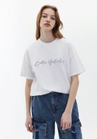 Bayan Beyaz Pamuklu Oversize Tişört