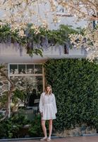 Bayan Krem Bağlama Detaylı Mini Elbise