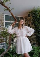 Bayan Krem Bağlama Detaylı Mini Elbise