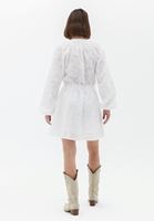 Bayan Krem Bağlama Detaylı Mini Elbise