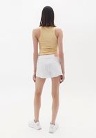 Bayan Beyaz Orta Bel Mini Şort