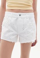 Bayan Beyaz Orta Bel Mini Şort