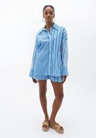 Bayan Çok Renkli Oversize Çizgili Gömlek