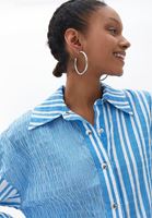 Bayan Çok Renkli Oversize Çizgili Gömlek