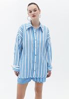 Bayan Çok Renkli Pamuklu Oversize Gömlek