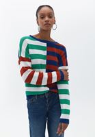 Bayan Çok Renkli Loose-Fit Çizgili Kazak