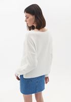 Bayan Krem Loose-Fit Bot Yaka Kazak