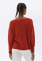 Bayan Kırmızı Loose-Fit Bot Yaka Kazak