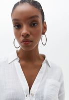 Bayan Beyaz Pamuklu Oversize Gömlek