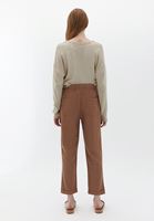 Bayan Kahverengi Yüksek Bel Carrot-Fit Pantolon