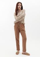 Bayan Kahverengi Yüksek Bel Carrot-Fit Pantolon