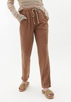 Bayan Kahverengi Yüksek Bel Carrot-Fit Pantolon