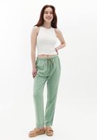 Bayan Yeşil Yüksek Bel Carrot-Fit Pantolon