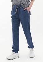 Bayan Mavi Yüksek Bel Carrot-Fit Pantolon