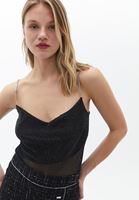 Bayan Gümüş Askı Detaylı Tül Atlet