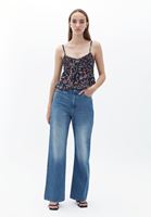 Bayan Çok Renkli Gipe Detaylı Tül Bluz