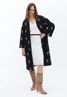 Bayan Siyah Kapitoneli Oversize Kimono