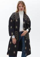 Bayan Siyah Oversize Kapitoneli Kimono