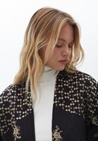 Bayan Siyah Oversize Kapitoneli Kimono