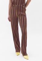 Bayan Çok Renkli Yüksek Bel Simli Straight-Fit Pantolon