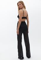 Bayan Siyah Yüksek Bel Payetli Pantolon